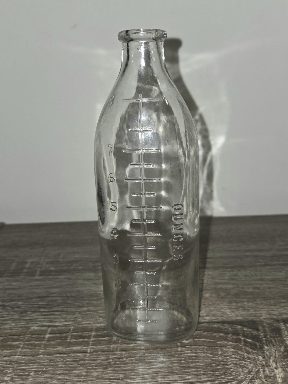 Antique Narrow Mouth Baby Bottle Nursing Milk Clear Glass Bottle 8 Oz. SEE DESCR